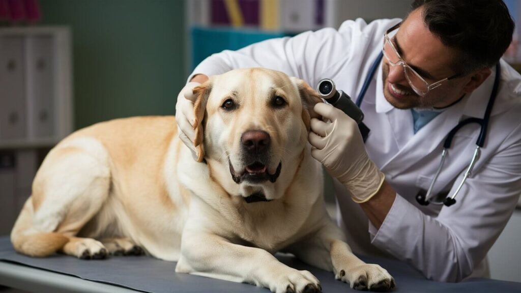 a-photograph-of-a-labrador-retriever-at the vet